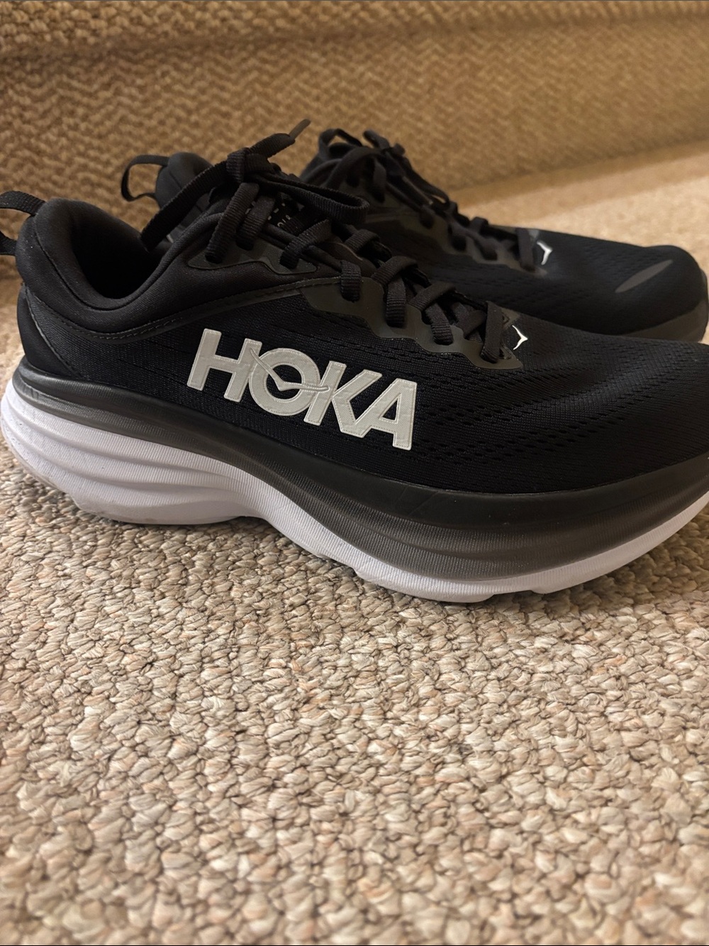 Hoka Women's Black and White Sneakers